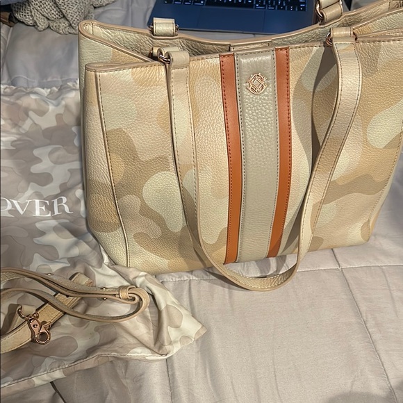 Dagne Dover Handbags - Beige and Tan Tote Bag
